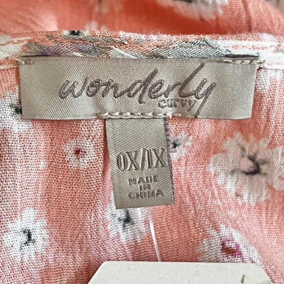 Wonderly Curvy Floral Kimono Cardigan Duster 0X/1X‎ Pink Cream Spring Fling Boho - Picture 7 of 9